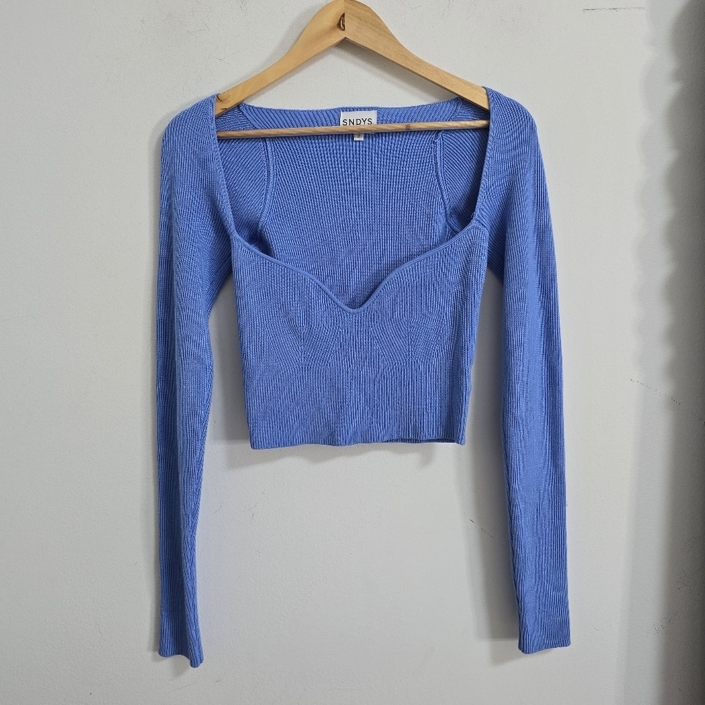 SNDYS revolve blue Armour ribbed crop top Size S - Picture 4 of 7
